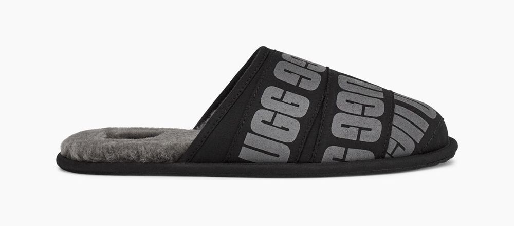 Ugg Scuff Graphic Band - Mens Slippers - Black - NZ (7249YDUZW)